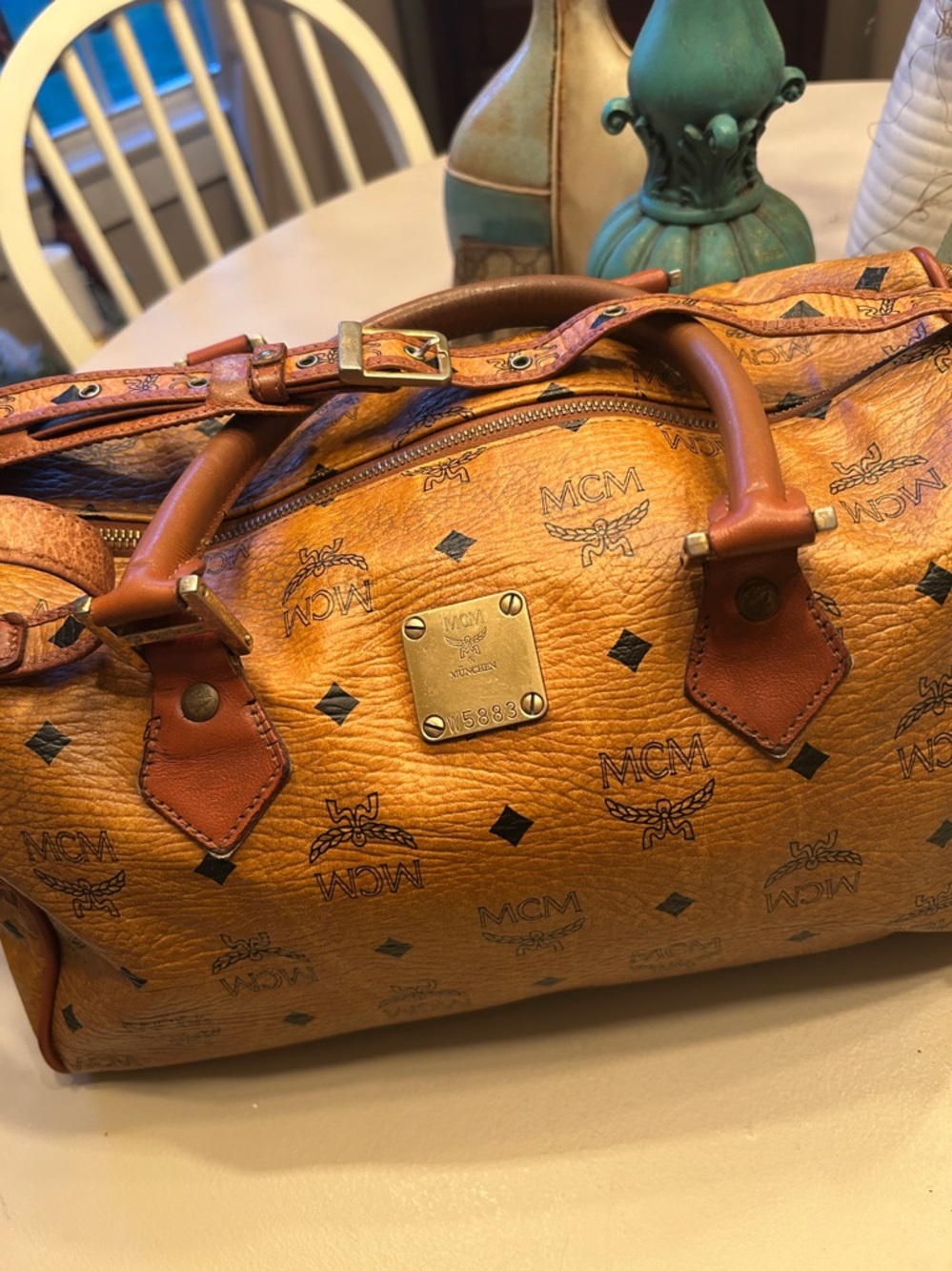 MCM Cognac Logo Satchel
